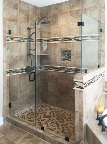 Brown's Glass Shop shower enclosure Bath brown black clear