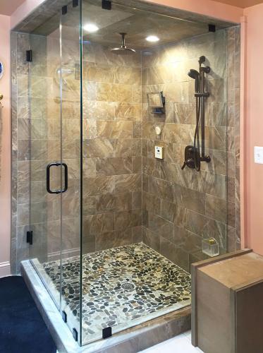Brown's Glass Shop shower enclosure Bath brown-pink black clear FTC