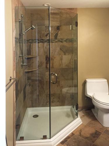 Brown's Glass Shop shower enclosure Bath coppertone nickel clear