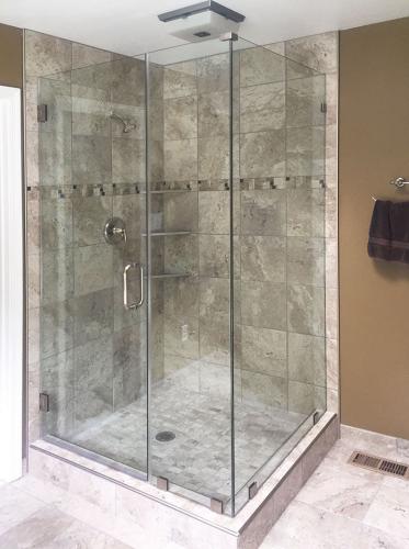 Brown's Glass Shop shower enclosure Bath gray-marble nickel clear