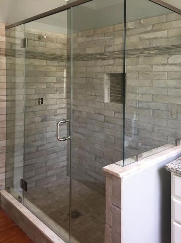 Brown's Glass Shop shower enclosure Bath gray-stone nickel clear framed