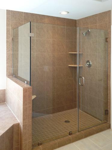 Brown's Glass Shop shower enclosure Bath khaki nickel clear