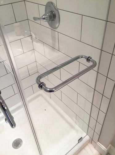 Brown's Glass Shop shower enclosure Bath nickel hardware