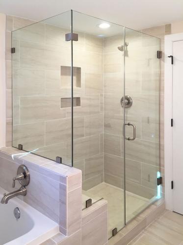 Brown's Glass Shop shower enclosure Bath off-white-marble nickel clear