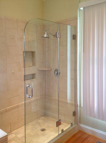 Brown's Glass Shop shower enclosure Bath rose-beige nickel clear custom-cut