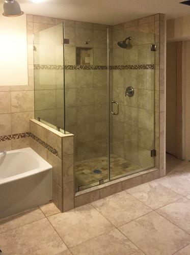 Brown's Glass Shop shower enclosure Bath rose-beige nickel clear