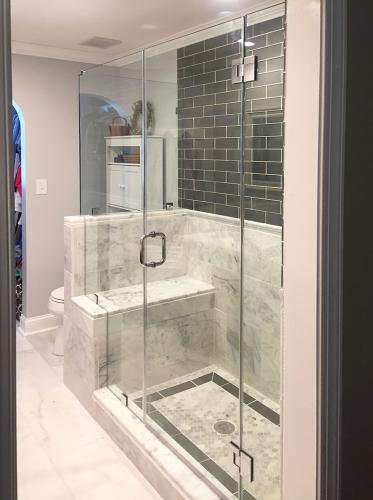 Brown's Glass Shop shower enclosure Bath white-dark-gray nickel clear