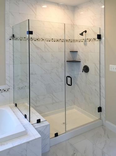 Brown's Glass Shop shower enclosure Bath white-marble black clear